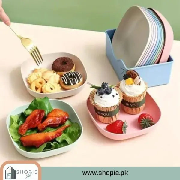 10 pcs Plate Set With Holder Mix Colours (Copy)