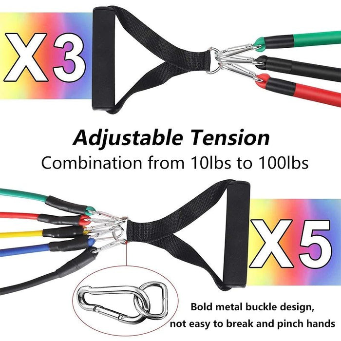 11-Piece Set Power Resistance Bands Equipment for Men and Women