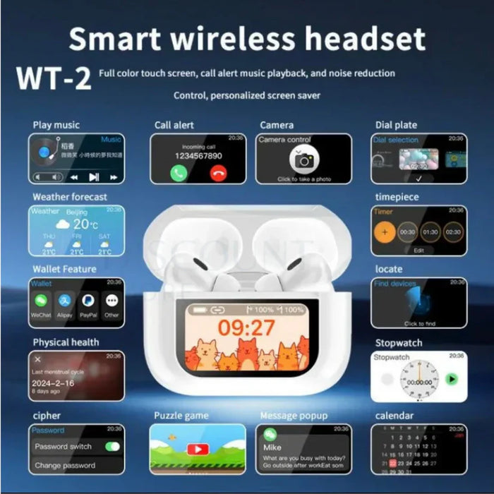 A9 Pro 2 Wireless Earbuds with Smart Touch Screen ANC ORIGNAL