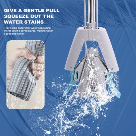 Double Squeeze Floor Sponge Mop – Hands-Free adjustable Lazy Mop with Super Absorbent Sponge