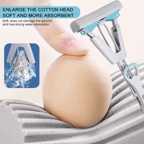 Double Squeeze Floor Sponge Mop – Hands-Free adjustable Lazy Mop with Super Absorbent Sponge
