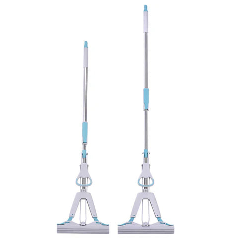 Double Squeeze Floor Sponge Mop – Hands-Free adjustable Lazy Mop with Super Absorbent Sponge