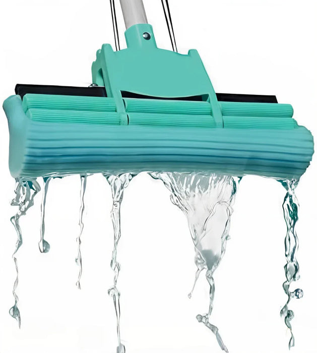 Double Squeeze Floor Sponge Mop – Hands-Free adjustable Lazy Mop with Super Absorbent Sponge