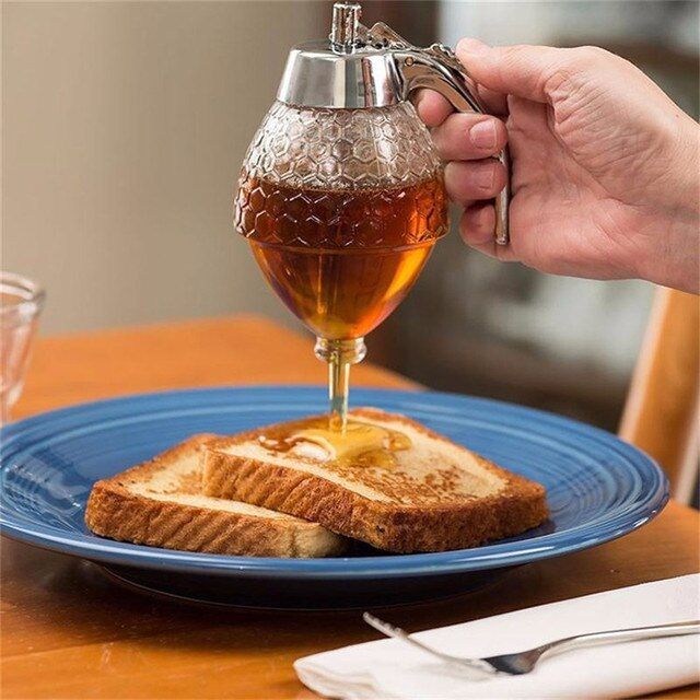 Elegant Crystal Honey Dispenser Honey Syrup Bee Pot Jar