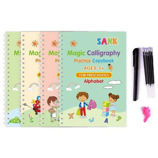 Kids Reusable Practice Magic Books (4 Books + 1 Pen +  10 Refills)