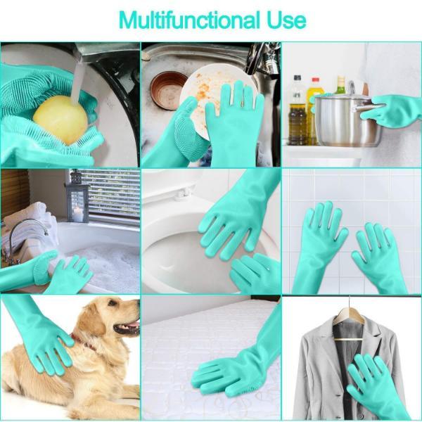 Silicone Washing Full Finger Gloves – For Home (Random Colors)