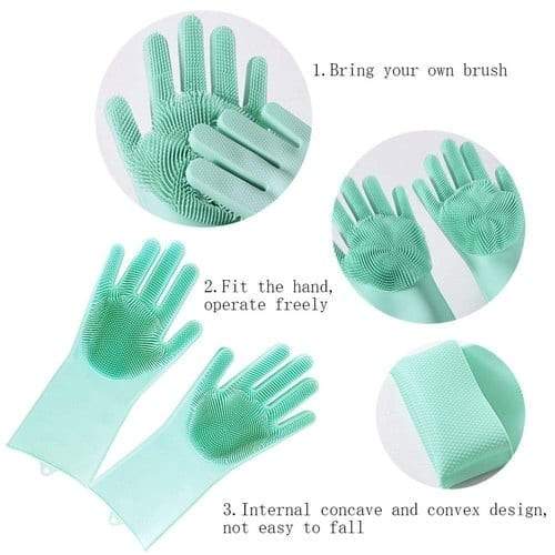 Silicone Washing Full Finger Gloves – For Home (Random Colors)
