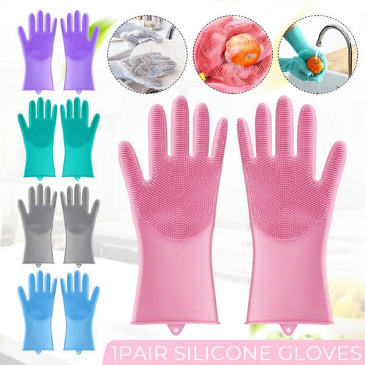 Silicone Washing Full Finger Gloves – For Home (Random Colors)